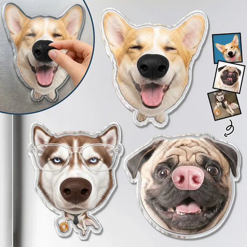 Custom Photo Funny Dog Nose - Personalized Squishy Acrylic Fridge Magnet