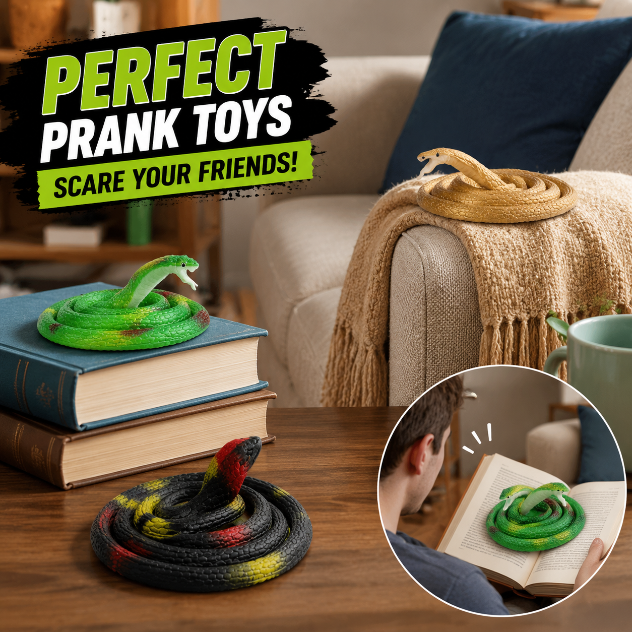 Realistic Rubber Snake Toy Set