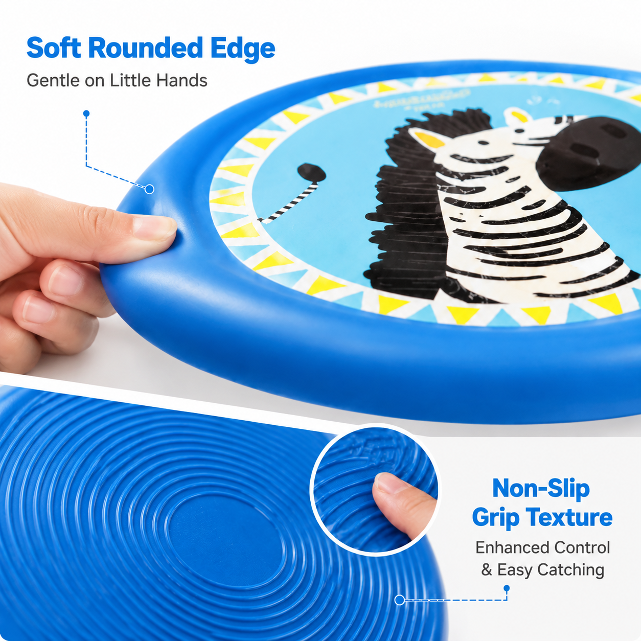 Safe Toddler Flying Disc Toy – Soft Edge Cartoon Animal Frisbee for Yard Games