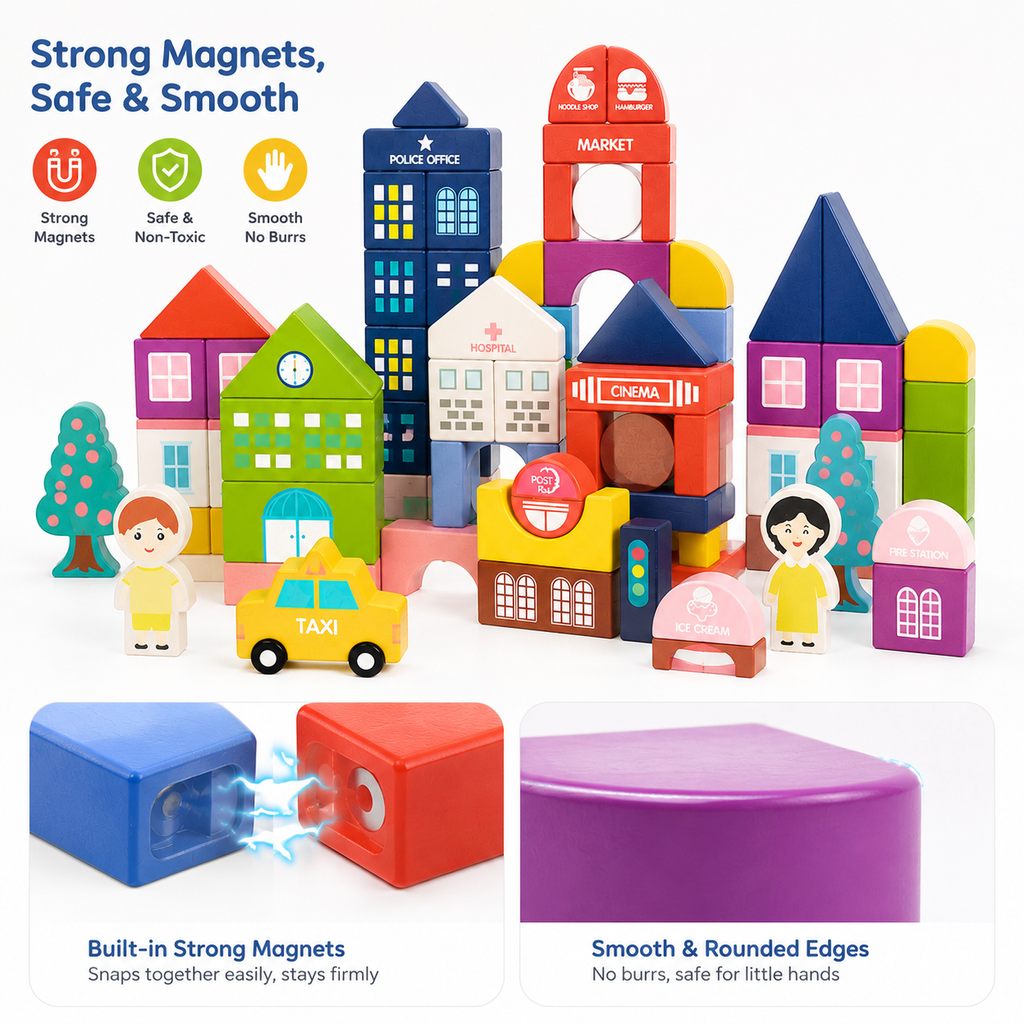 Magnetic City Building Blocks Set – Creative STEM Construction Toy for Kids