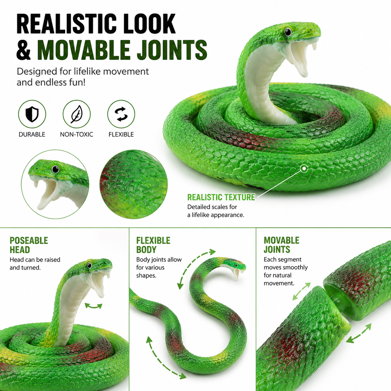 Realistic Rubber Snake Toy Set