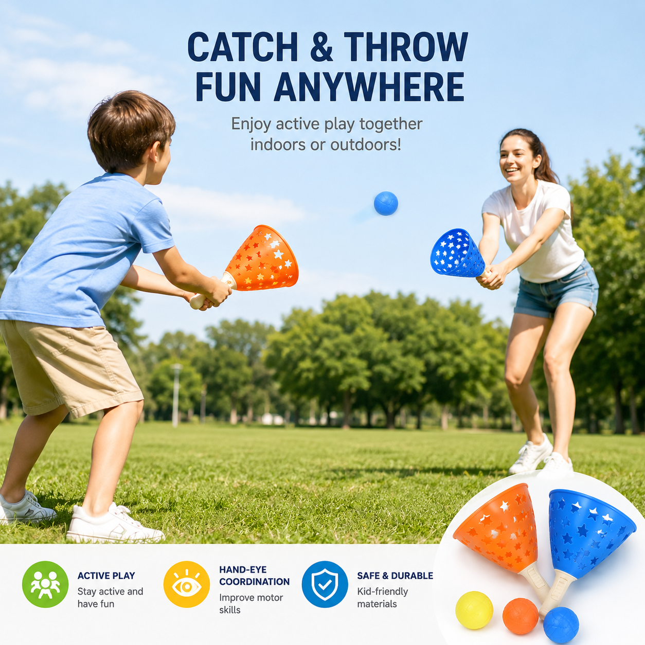 Pop & Catch Launch Game Set – Outdoor Interactive Throw and Catch Toy for Kids