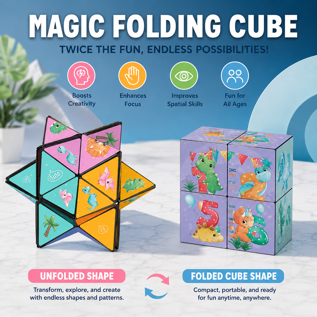 Magic Folding Cube – Transforming Fidget Puzzle Toy