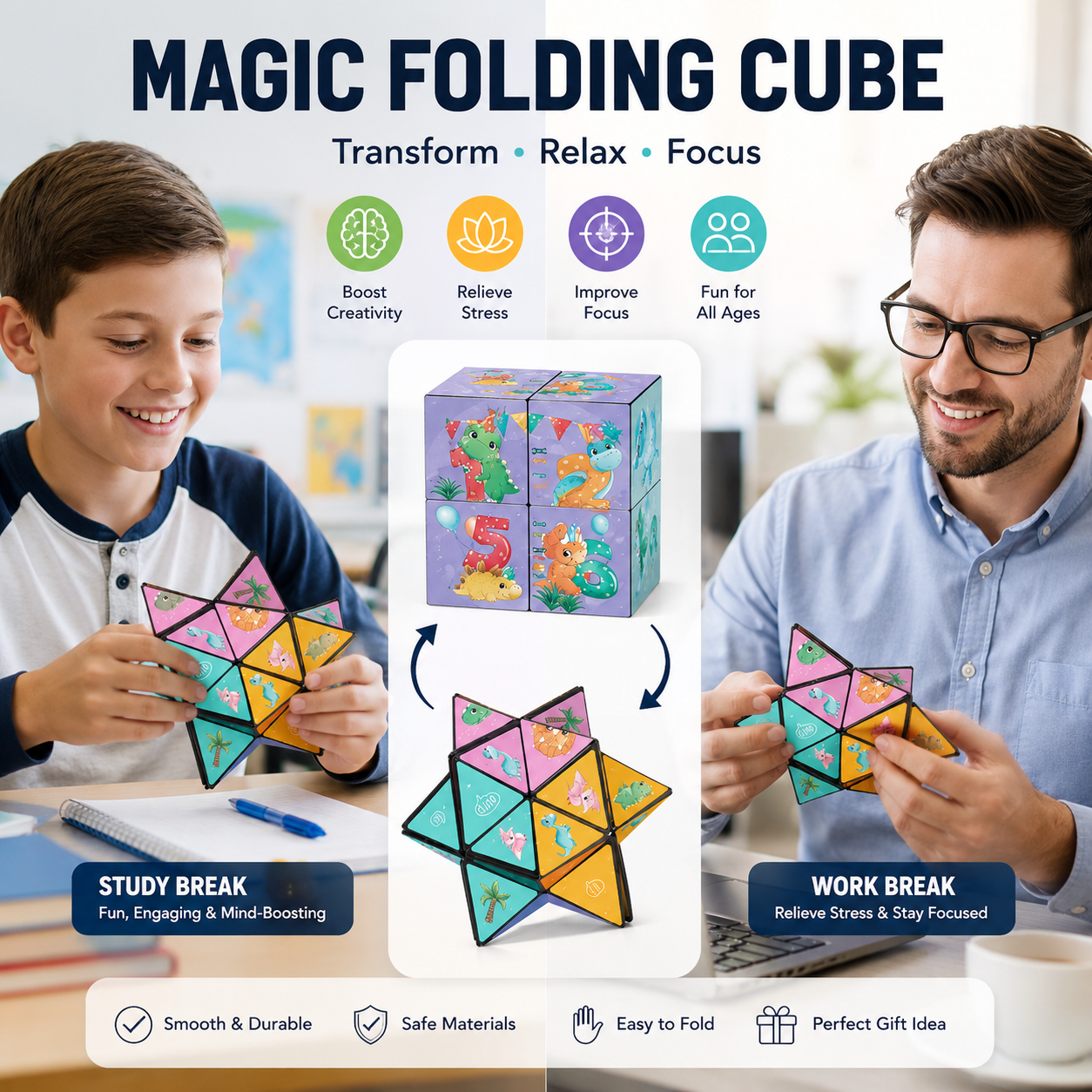 Magic Folding Cube – Transforming Fidget Puzzle Toy