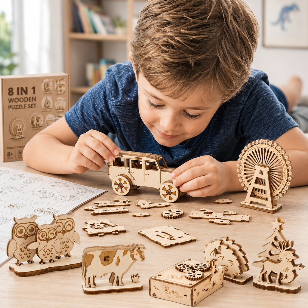 3D Wooden Puzzle DIY Assembly Brain Teaser Toy