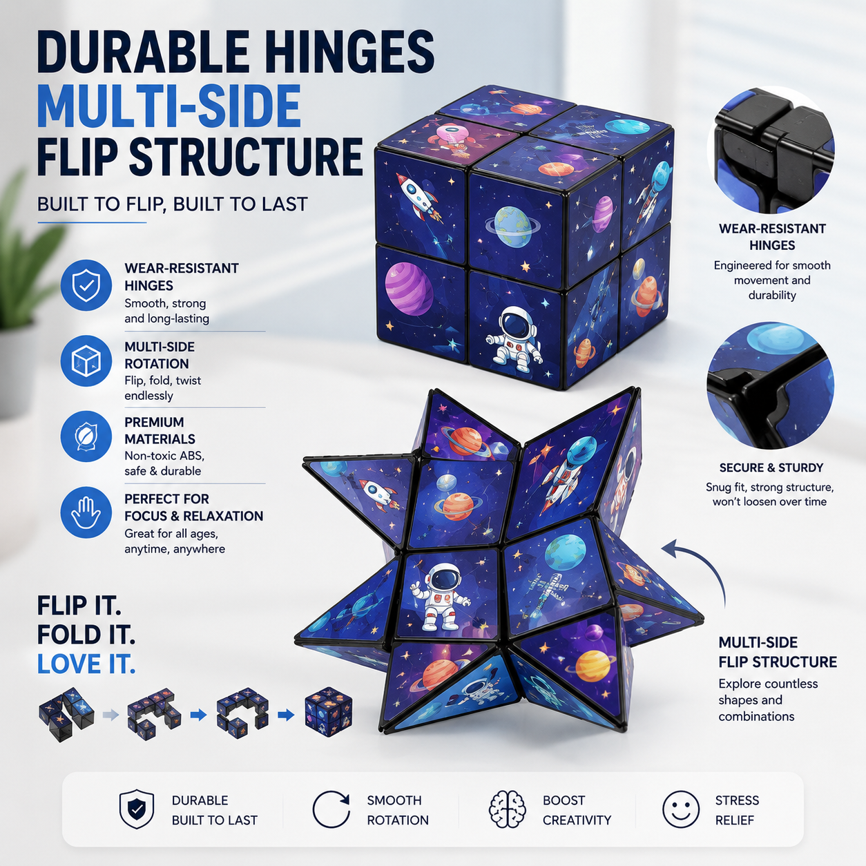Magic Folding Cube – Transforming Fidget Puzzle Toy