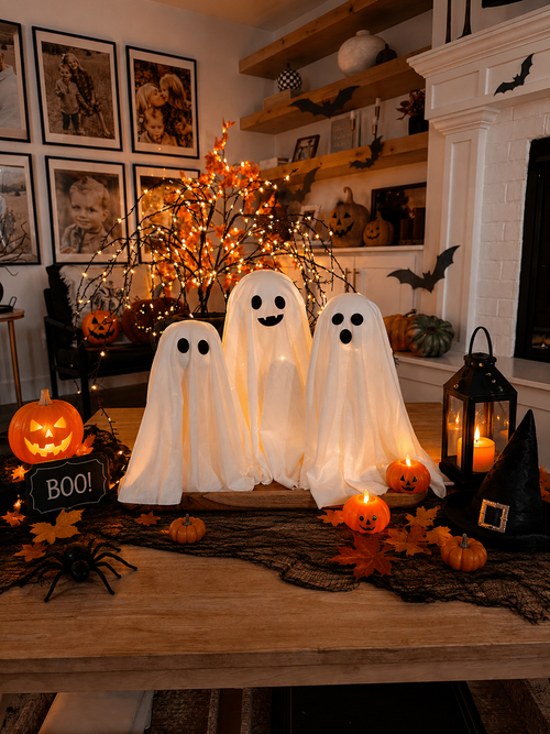 Halloween Decor - Halloween Decorations Indoor - Set of 3 DIY Spooky Ghosts Crafts - Scary Ghost for Indoor Party Home Table Room Kitchen Office